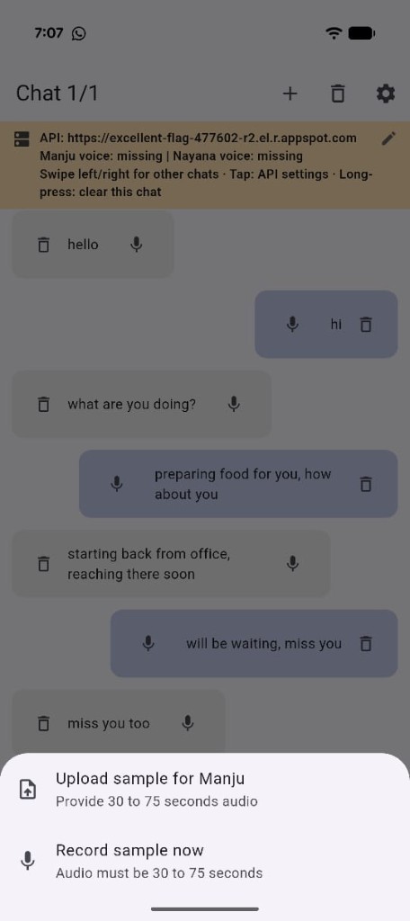 Voice Chat record or upload a 30 to 75 second voice sample